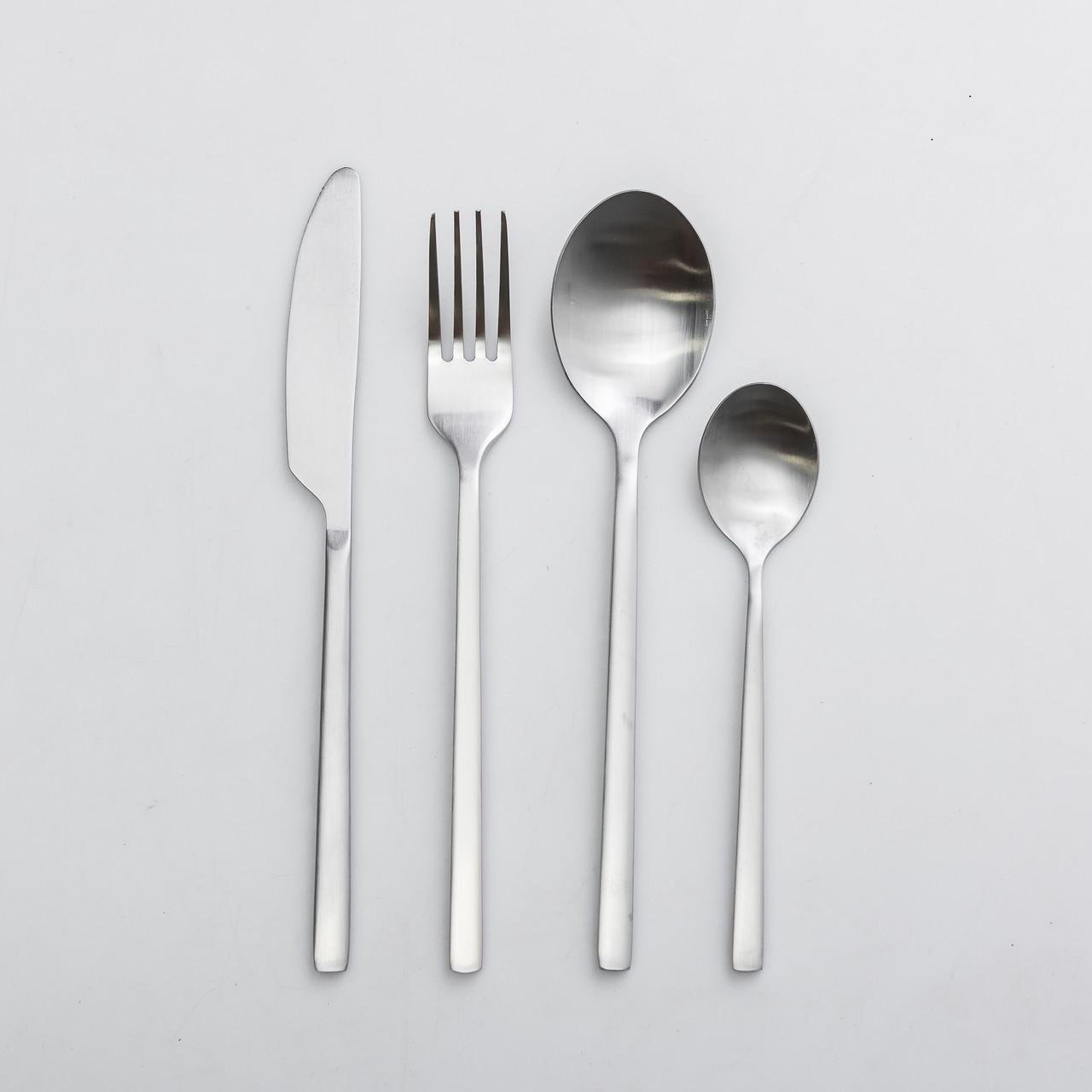 Набір столових приладів на 6 персон 24 предмети Сріблястий (6543)