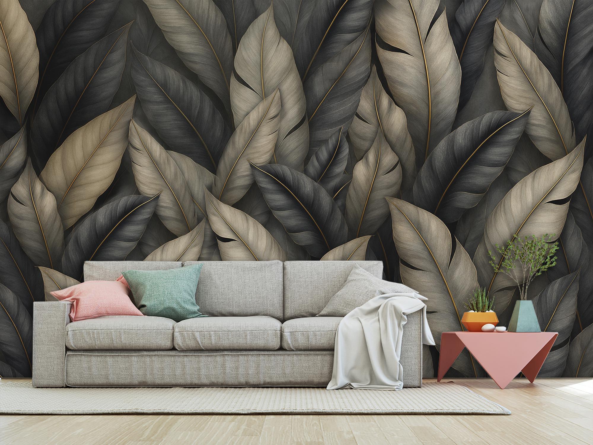 Фотообои флизелиновые Upstream Темный шик абстрактные листья 180х120 см (S5NTR-106/2) - фото 4