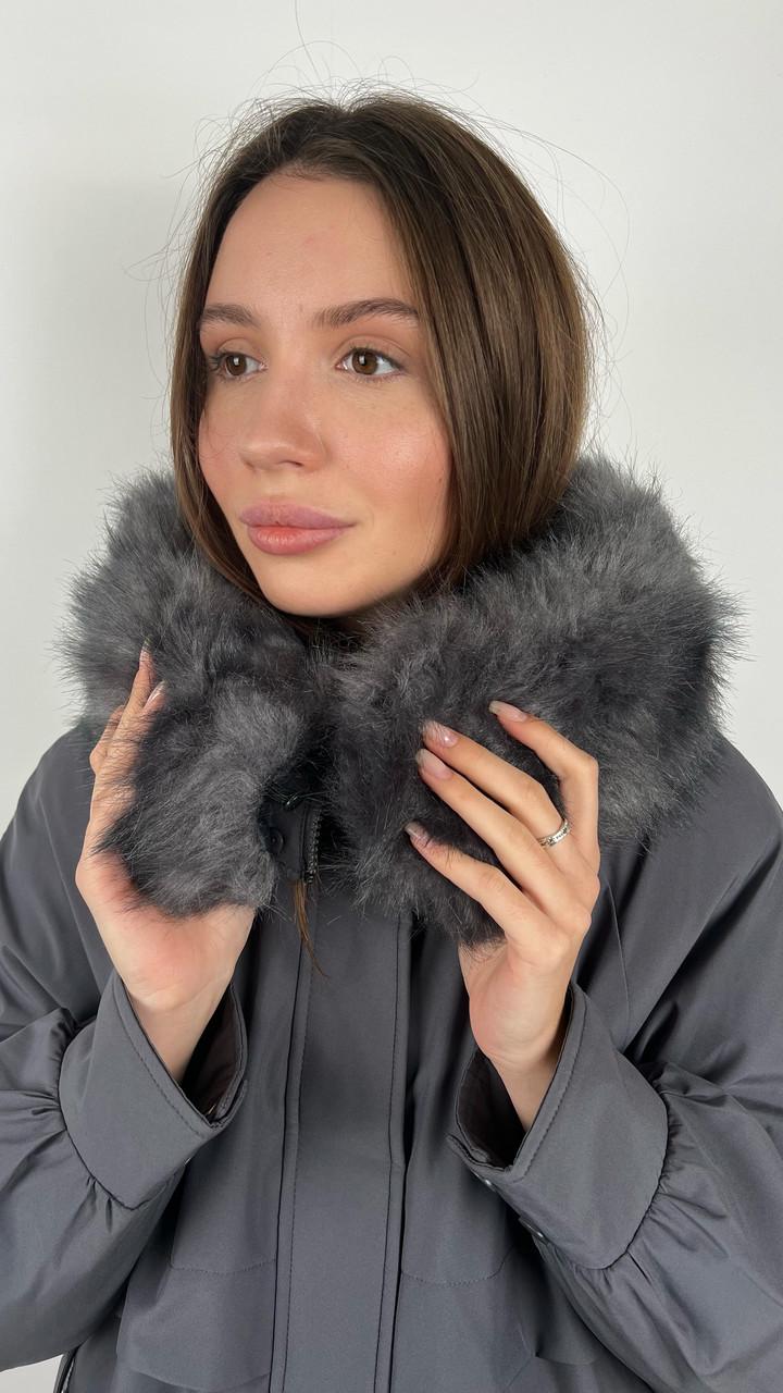 Куртка женская зимняя р. 42 Черный/Серый (#3065-10) - фото 3