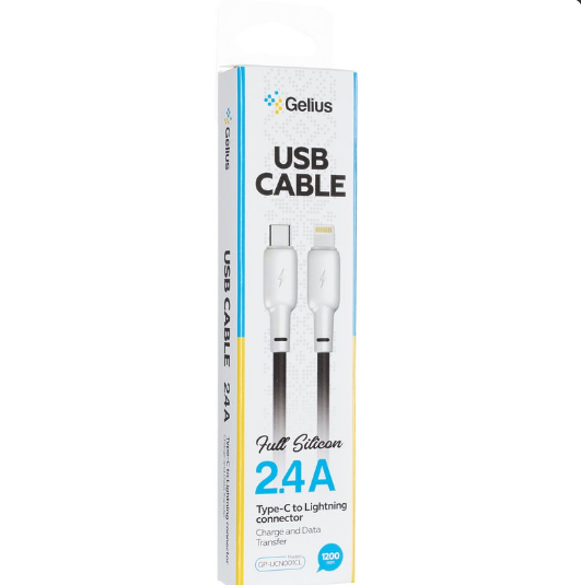 Кабель Gelius Full Silicon Cable Type-C to Lightning GP-UCN001CL 20W 1,2 м Black/White - фото 2