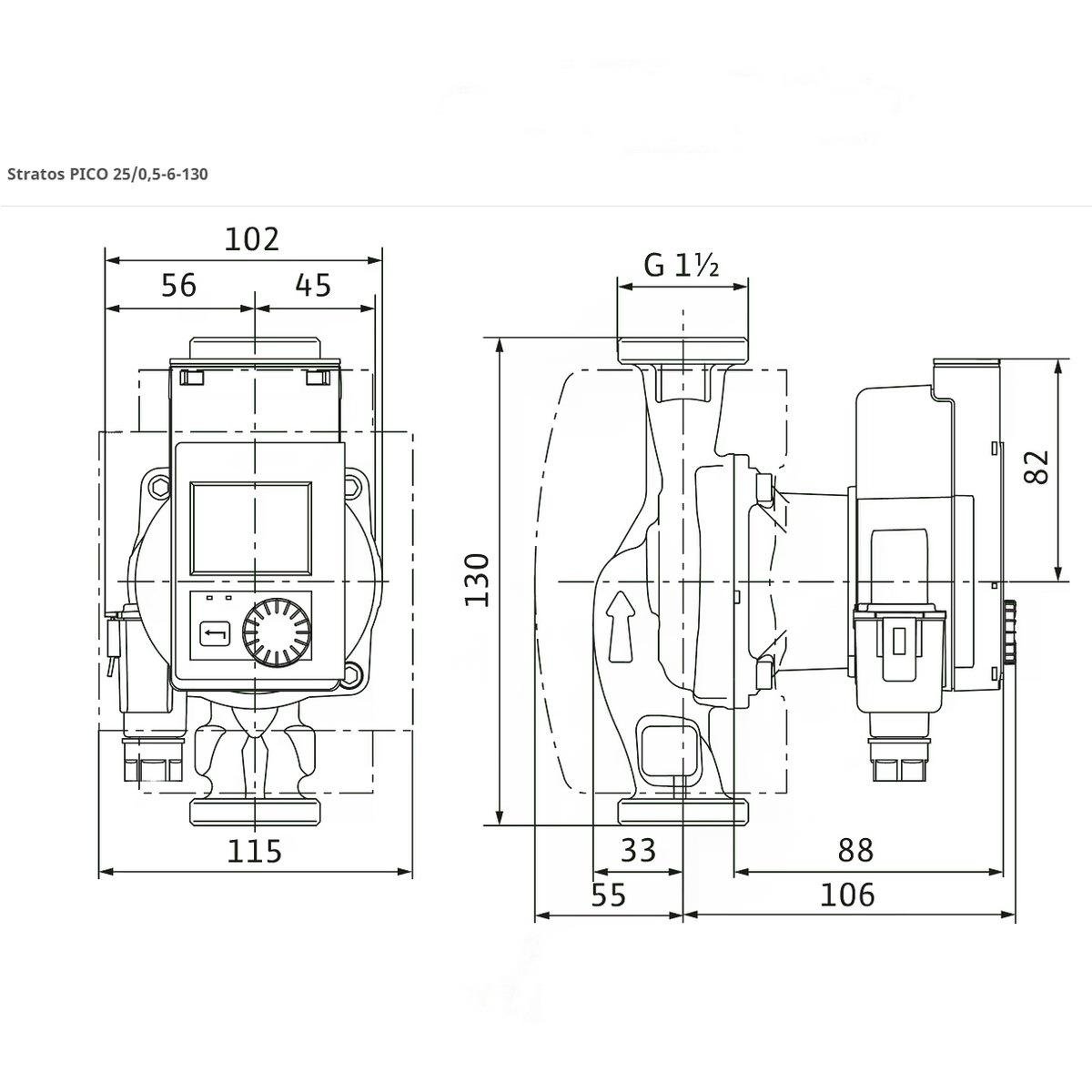 Насос циркуляційний енергозберігаючий Wilo Stratos Pico 25/0.5-6 4244396 40 Вт 1 1/2" (204113) - фото 2