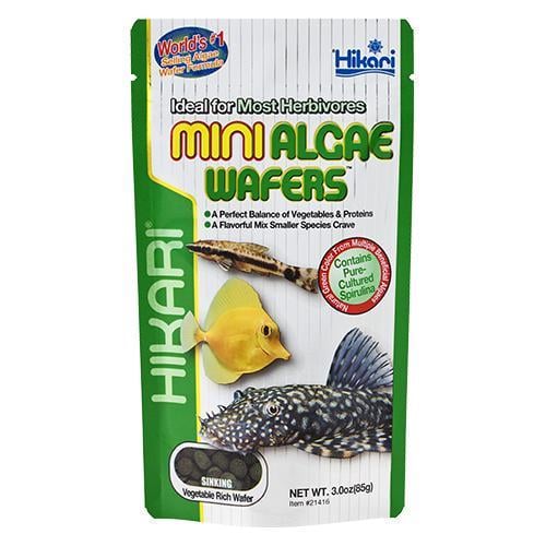 Корм Hikari Tropical Mini Algae Wafers для рослиноїдних риб довжиною +3 см диски 5 мм 85 г тонучий (21416)