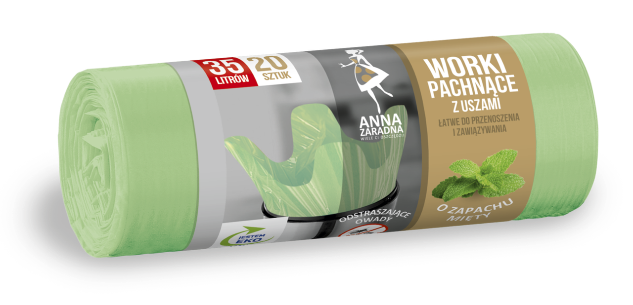 Пакети Anna Zaradna для сміття LDPE з вушками м'ята 35 л 20 шт.