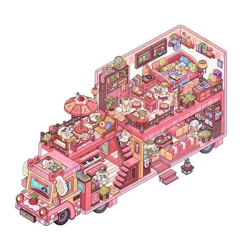 Румбокс с наклейками Puppy's Pink House (Арт2548)