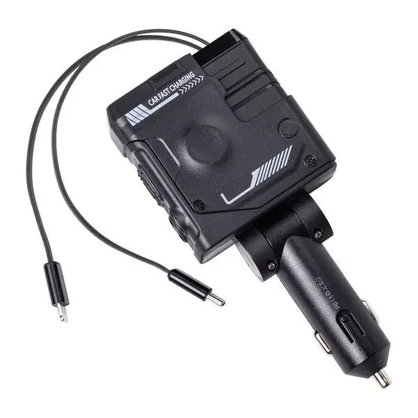 Зарядное устройство автомобильное 4в1 с выдвижным кабелем Черный (HP-A1B) - фото 4