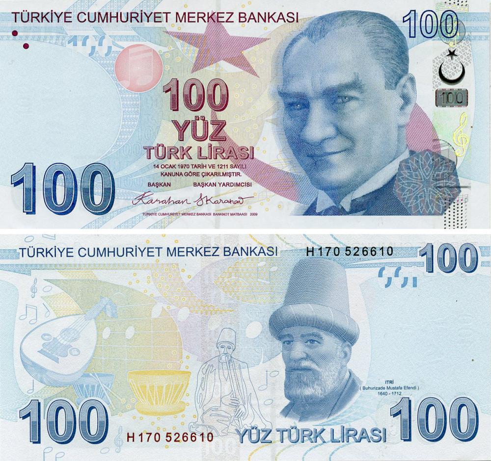Коллекционная банкнота Турция 100 лир 2009/2025 UNC (P226h)