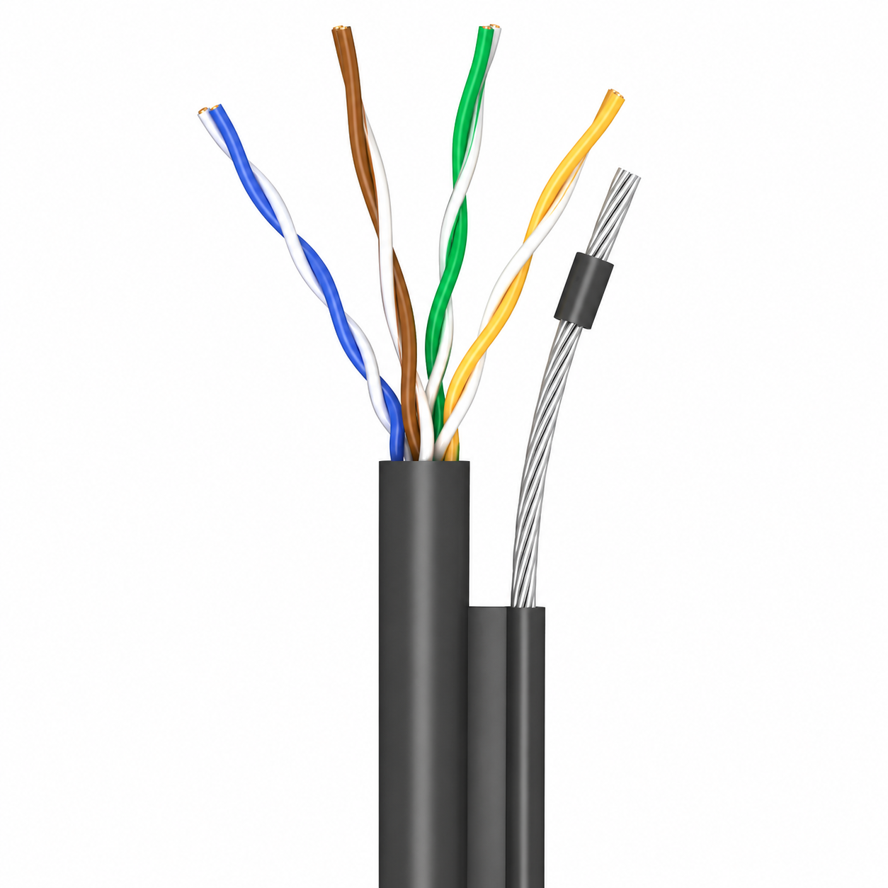 Кабель UTP мідь вуличний з тросом OK-Net 4х2х0,51 КППт-ВП 100 трос cat 5e 7х0,5 мм бухта 305 м (2863456778)