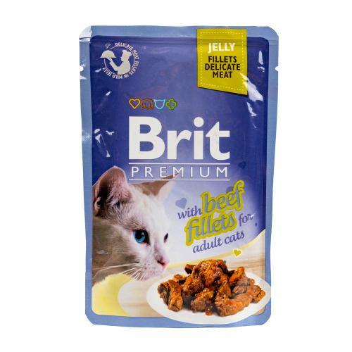Корм влажный для кошек Brit Premium Cat Pouch филе говядины в желе 85 г