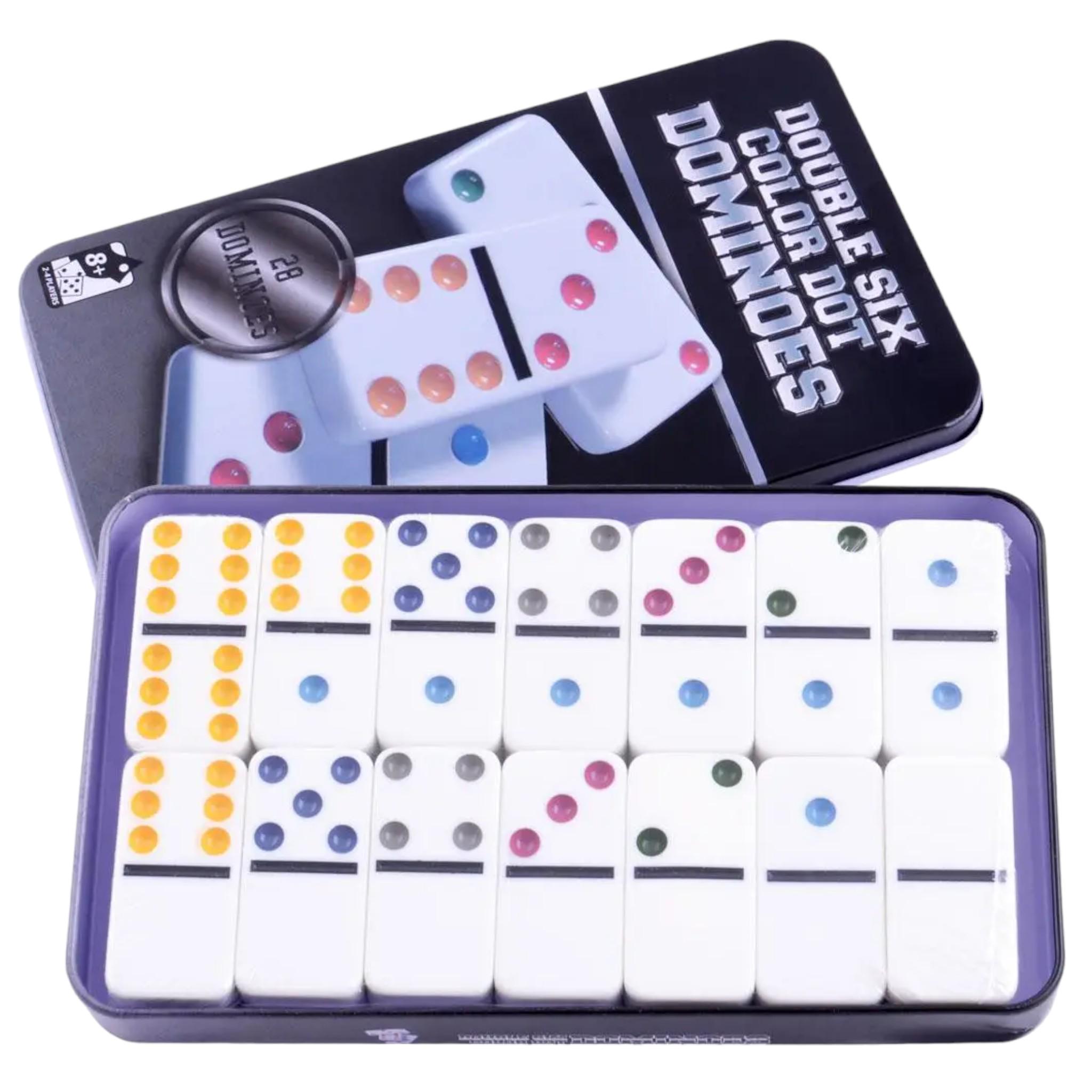 Настольная игра Double Six Dot Dominoes Set в жестяном боксе - фото 3