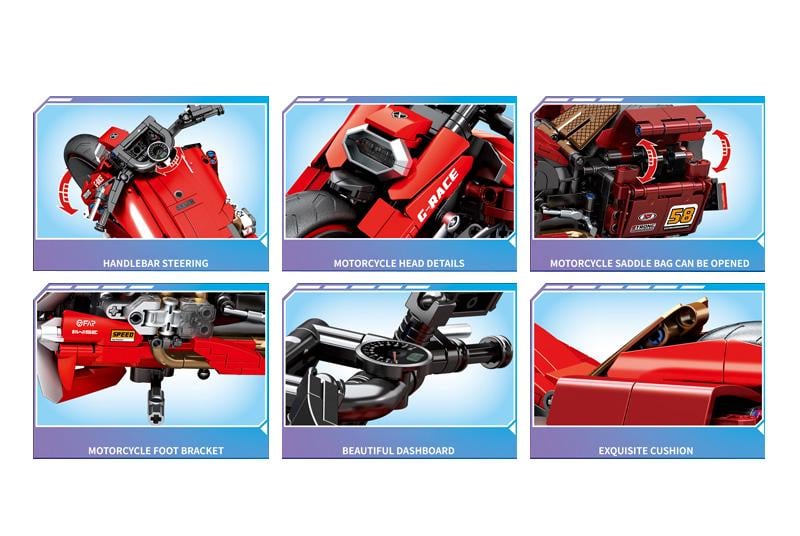 Конструктор мотоцикл Sembo 701811 Chopper 803 детали - фото 3 Конструктор мотоцикл Sembo 701811 Chopper 803 детали - фото 3