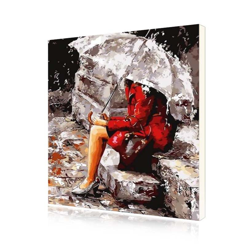 Картина по номерам Lesko E-435 Девушка под зонтом