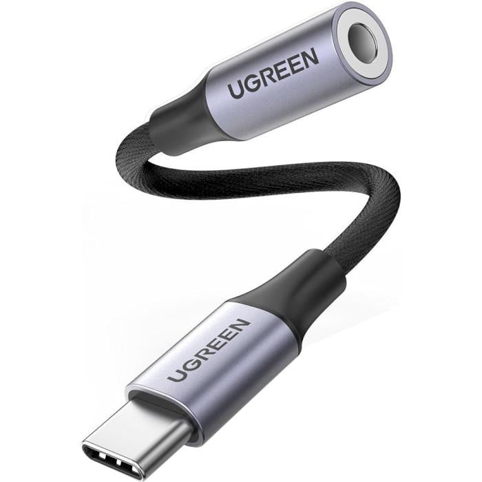 Підсилювач для навушників Ugreen AV161 USB Type-C 3,5 мм Female Braided Aluminum Shell 10 см Gray (90402018)