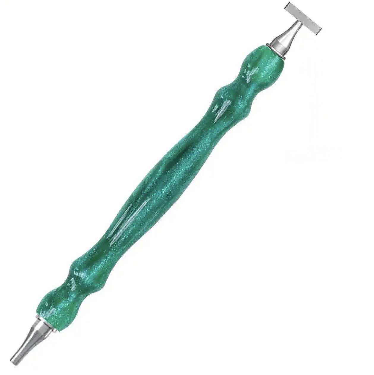 Стилус для алмазной мозаики с квадратными металлическими насадками на 1 и 4 камня Зеленый (2655355180)