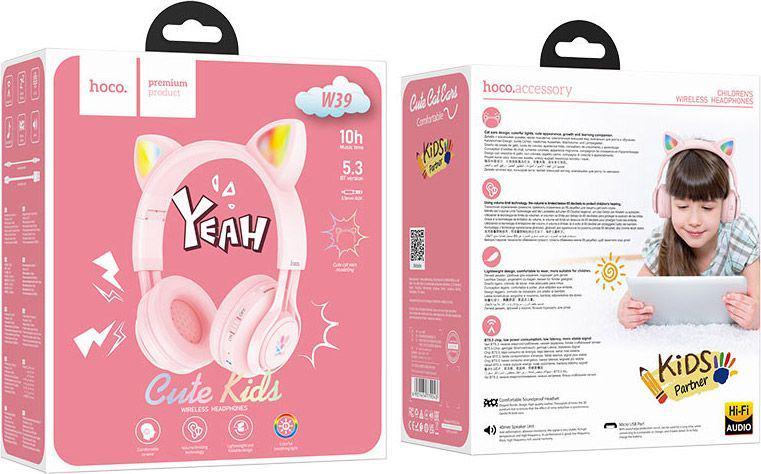 Наушники Hoco W39 Cat Ear Stereo Bluetooth Headphones Pink (779243) - фото 3 Наушники Hoco W39 Cat Ear Stereo Bluetooth Headphones Pink (779243) - фото 3