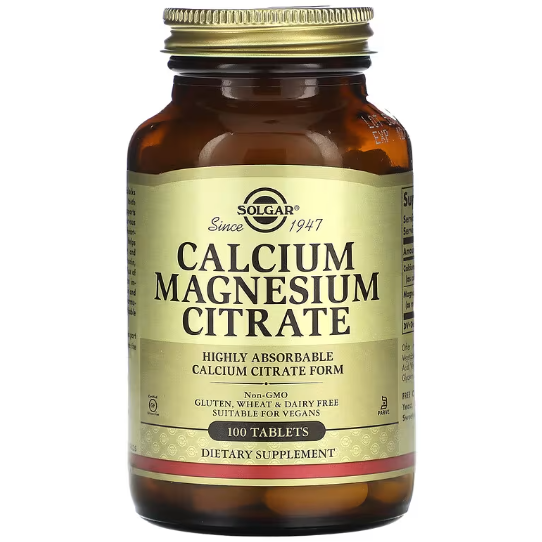 Цитрат кальция и магния Solgar Calcium Magnesium Citrate 100 таблеток