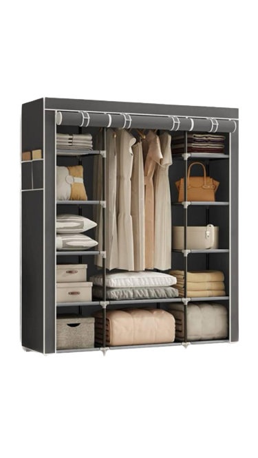Шкаф для одежды HCX Storage Wardrobeсложный тканевый 12 полок и вешалки Серый (68150)
