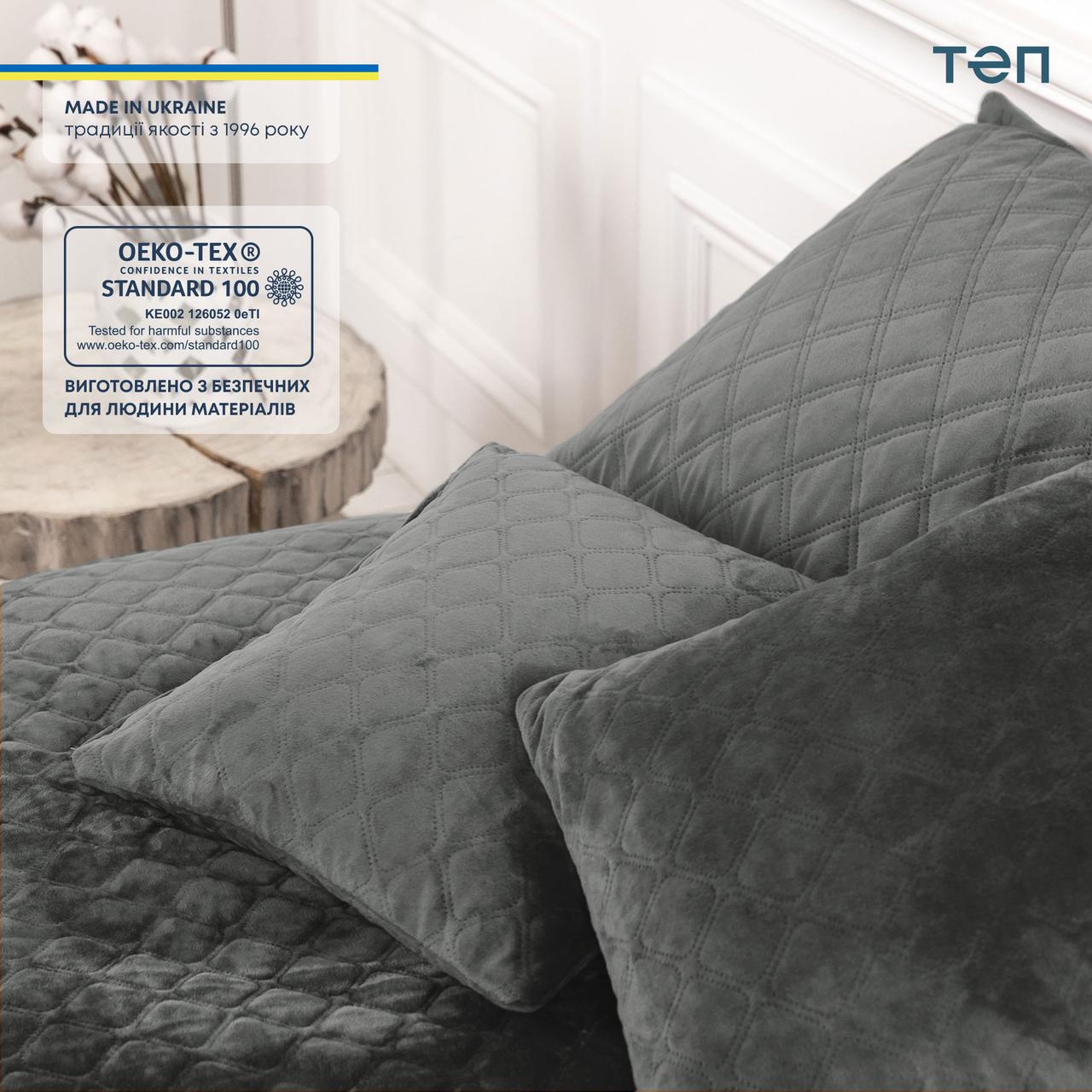 Покрывало велюровое мягкое Ромб/круглый двуспальное 180х240 см Серый - фото 8