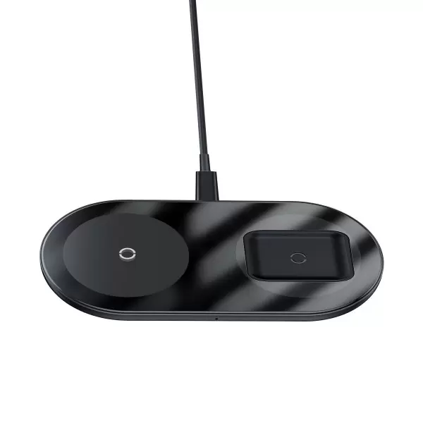 Бездротовий зарядний пристрій Baseus Simple швидка зарядка 15W LED дисплей USB 2в1 Чорний (9352085252) - фото 2 Бездротовий зарядний пристрій Baseus Simple швидка зарядка 15W LED дисплей USB 2в1 Чорний (9352085252) - фото 2