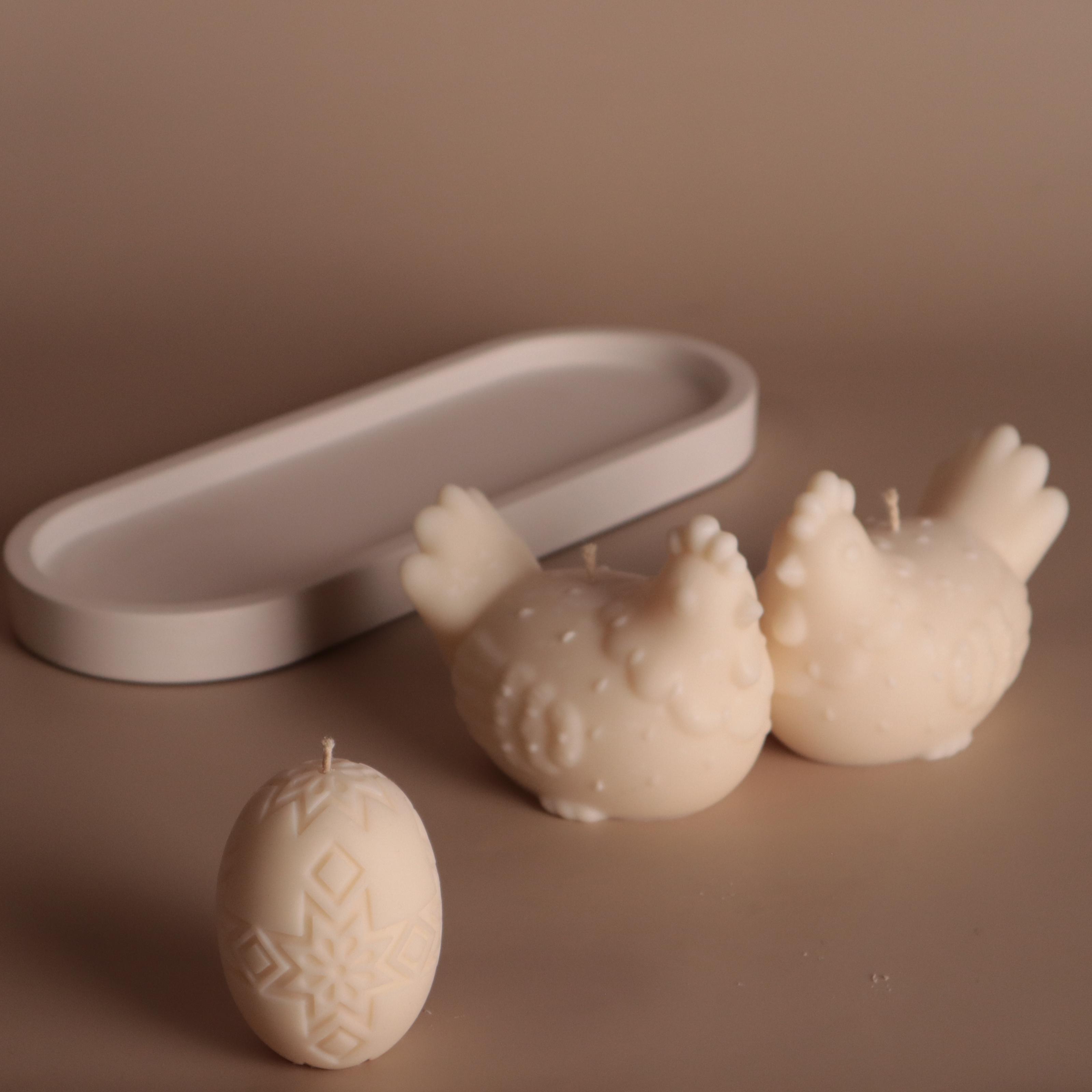 Подарунковий набір аромасвічок Wax Harmony Ваніль Курочки з яйцем Писанка та підставка овал 100/264 мм (3000021)