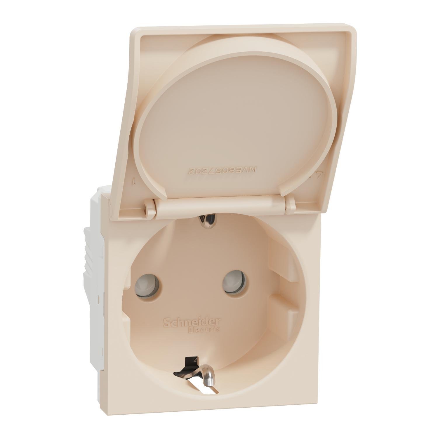Розетка с клеммами/шторками и крышкой Schneider Electric Unica New 16А Бежевый (NU303744TA)