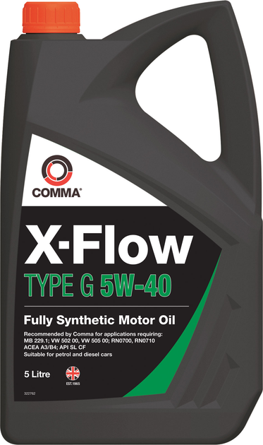 Моторне мастило COMMA X-FLOW TYPE G 5W-40 синтетичне 5 л (XFG5L)