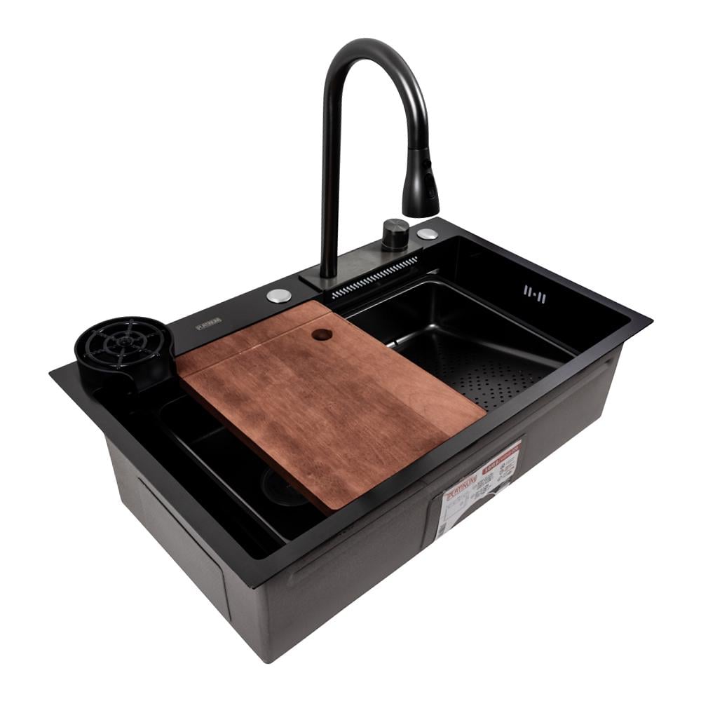 Мийка кухонна Platinum Handmade PVD CM 75х46A Водоспад Чорний