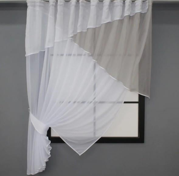 Занавеска на кухню 280х170 см Белый/Серый (00к 59-901)