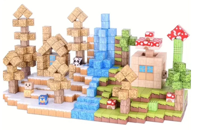 Конструктор магнитный Майнкрафт аодоспад и приют для животных 100 дет.