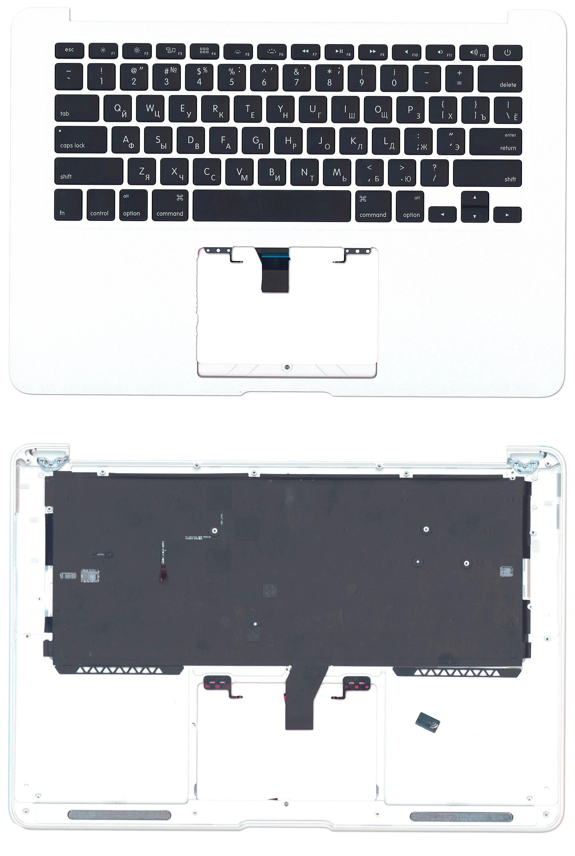 Клавиатура для ноутбука Apple MacBook Air 2013+ A1466 Silver TopCase горизонтальный Enter Black