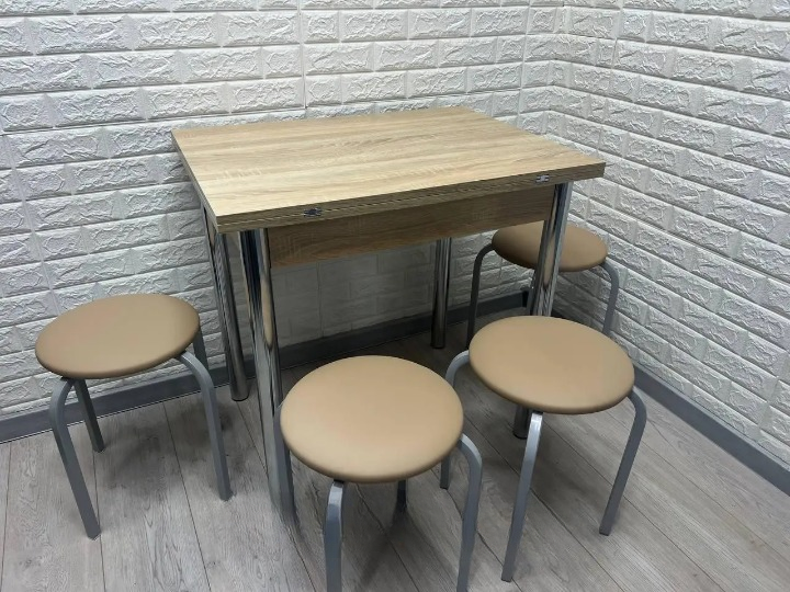 Кухонний комплект стіл розкладний/табурети 4 шт. 60х80х75 см Дуб Молочний (28375248)