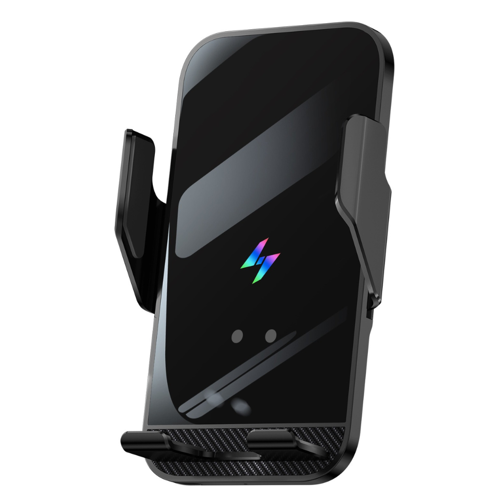 Держатель для телефона автомобильный с беспроводной зарядкой 15W с функцией автоматического открытия и закрытия Черный