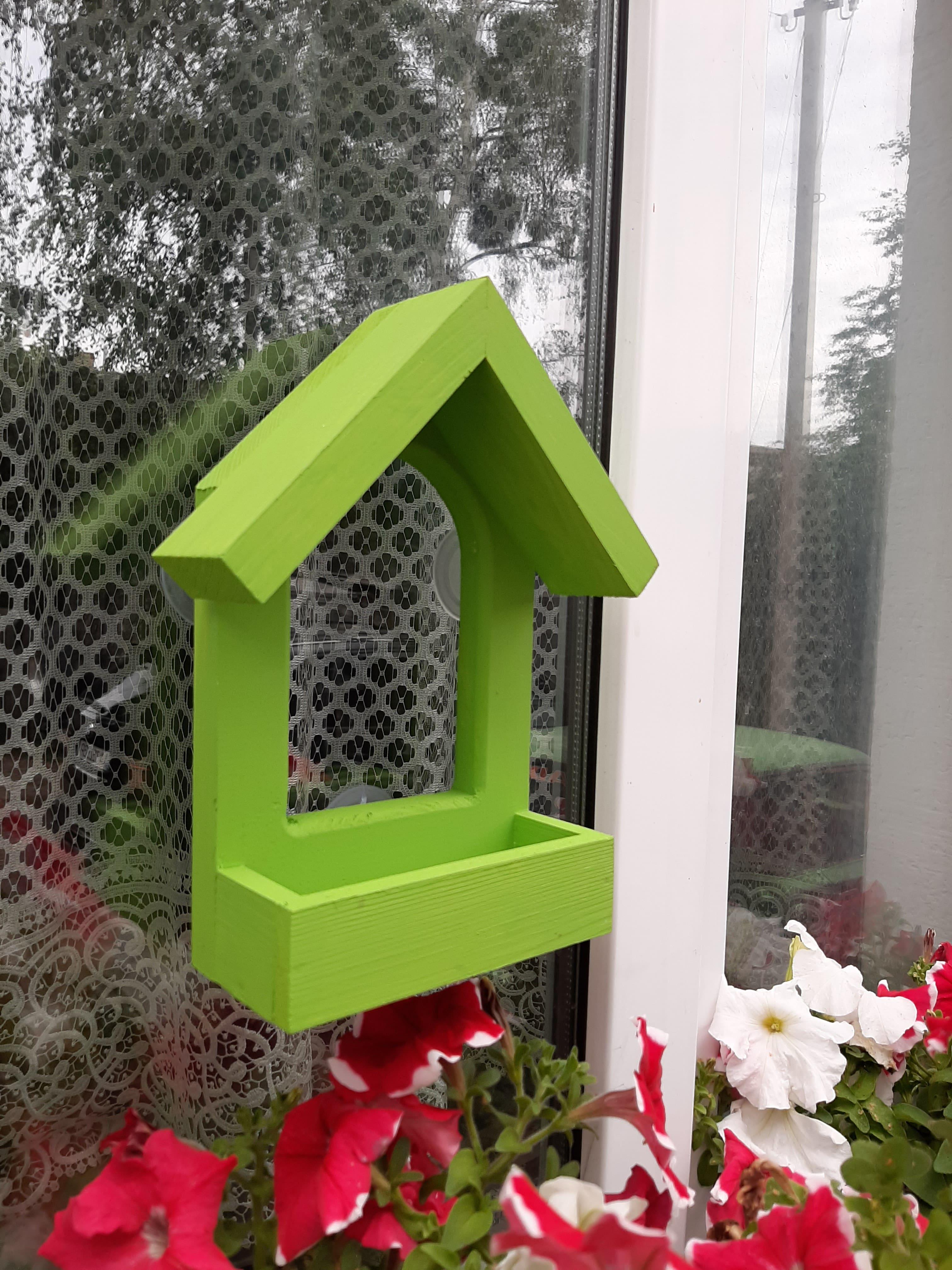 Кормушка для птиц на окно House_for_birds Балкон зеленый
