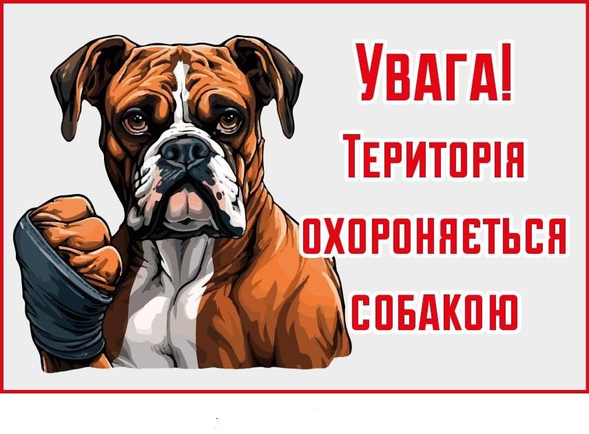 Табличка "Територія охороняється собакою" пластиковая (д-9265)