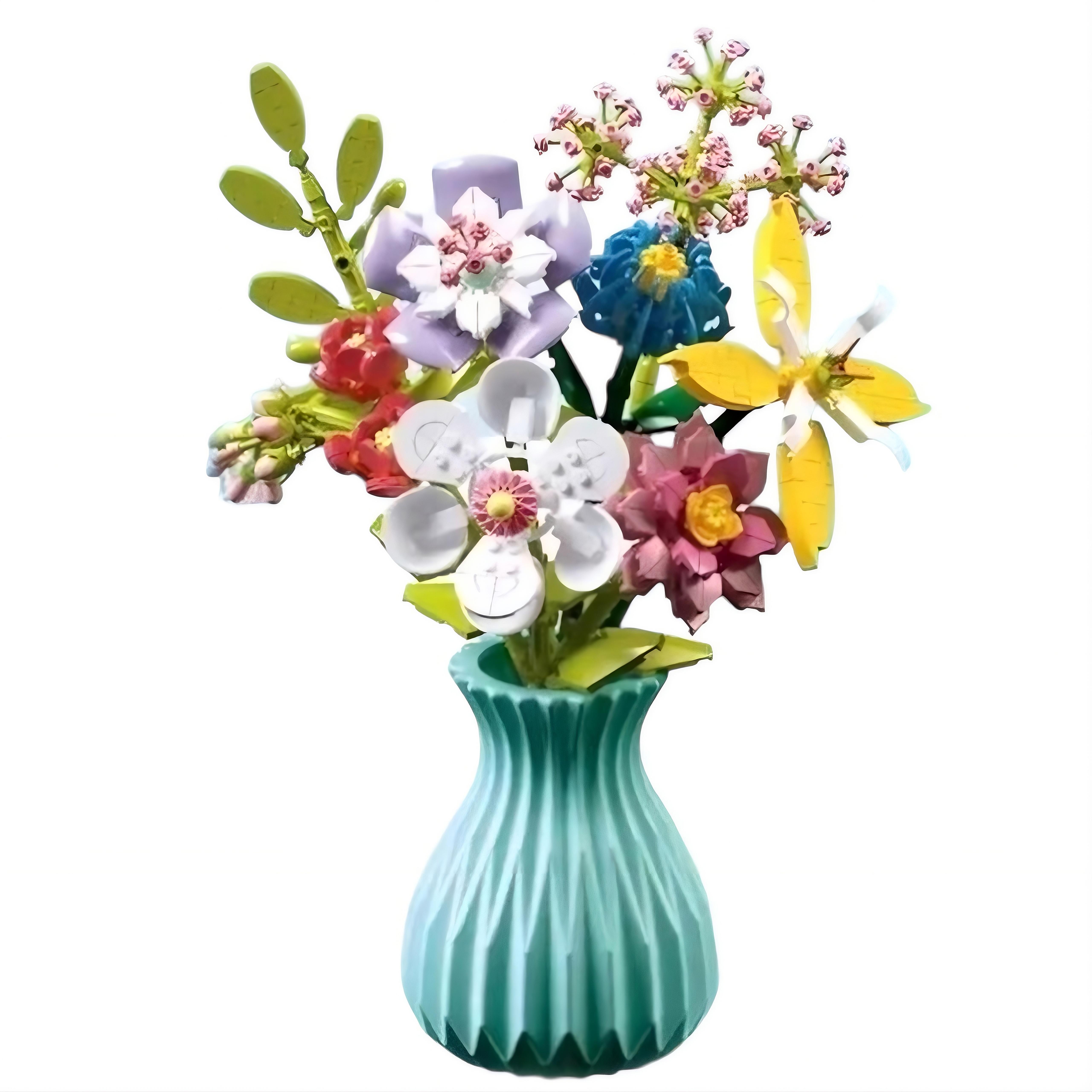 Конструктор Букет в бирюзовом весе 109-3 3D цветочная композиция 792 дет. 11×11×15 см (33089758)