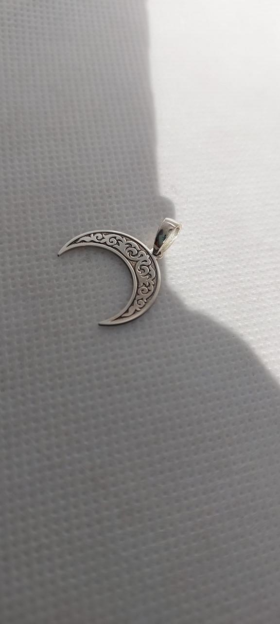Срібна підвіска кулон амулет Лунниця у візерунок 925 проба 2 см Чорнений (2596251106) - фото 3