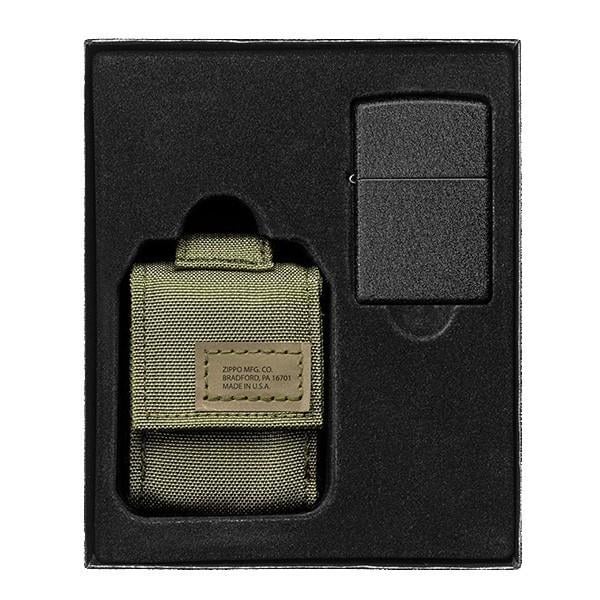 Набор зажигалка с чехлом ZIPPO 236 Blk Crackle Ltr Pouch OD GS Green (49400)