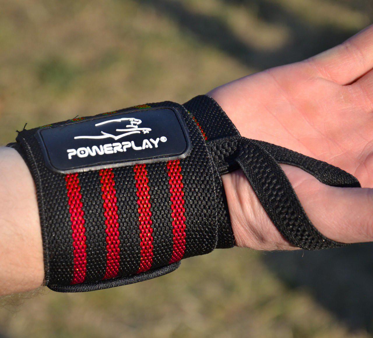 Бинти кистьові PowerPlay 3081 Gym WristT Wraps Чорно-червоний (A-013261) - фото 8