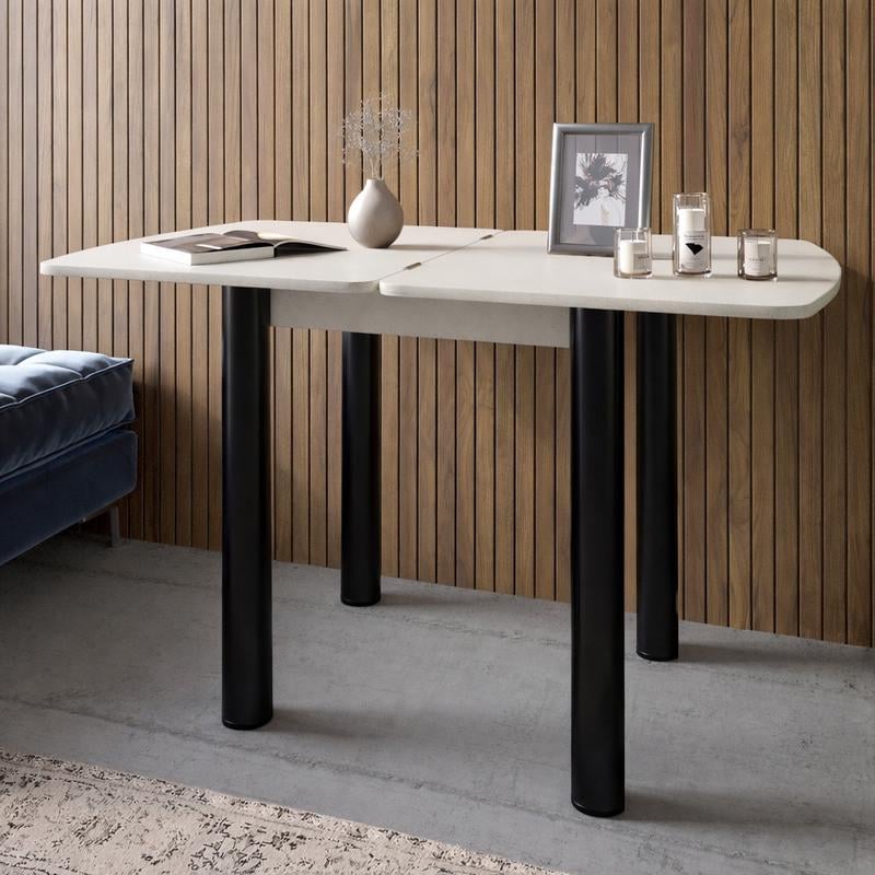 Обеденный стол раскладной LION Нота Мини 60x70/70x120 см черные ножки Бетон Style (LION-045145)