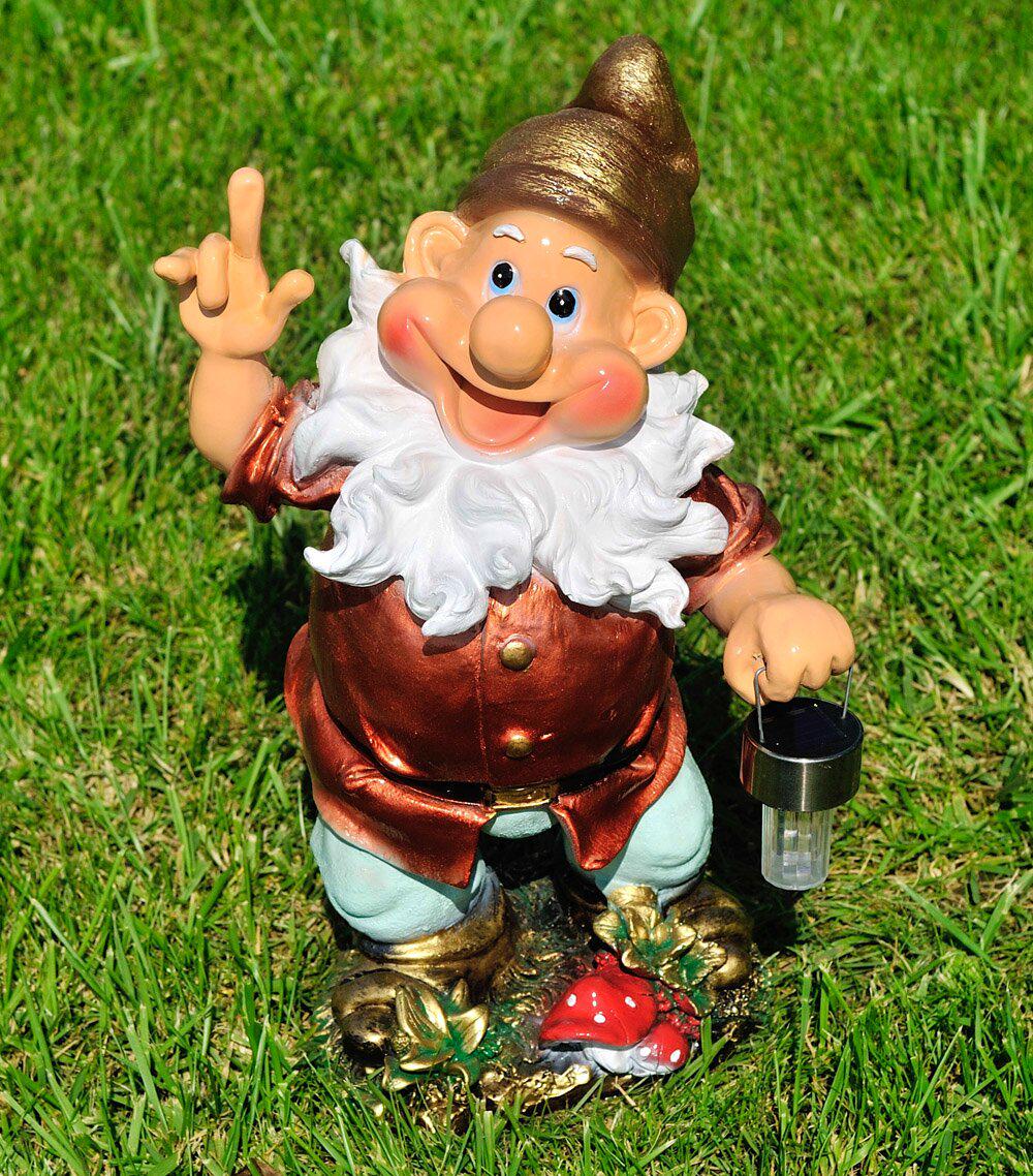 Садова фігура Гном з ліхтарем середній