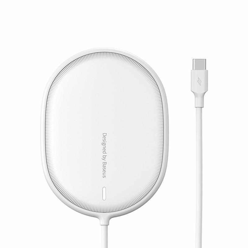 Бездротова магнітна зарядка Baseus Light Magnetic 15W BS-W518 для телефону iPhone 12 Pro Max Mini Білий