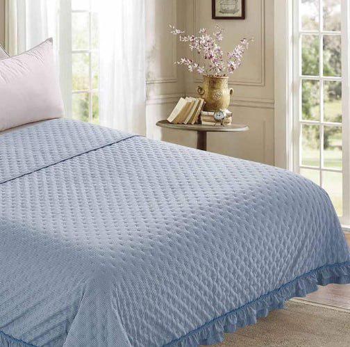 Плед-покрывало сатин с рюшами покрывало сатин с рюшами евро 200х230 см Голубой (1664) - фото 1