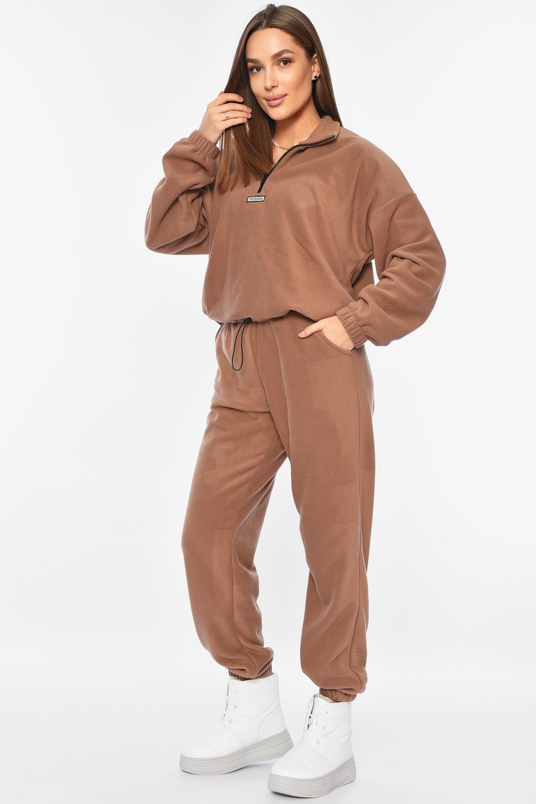 Спортивний костюм жіночий полар фліс S-M Коричневий (195082)