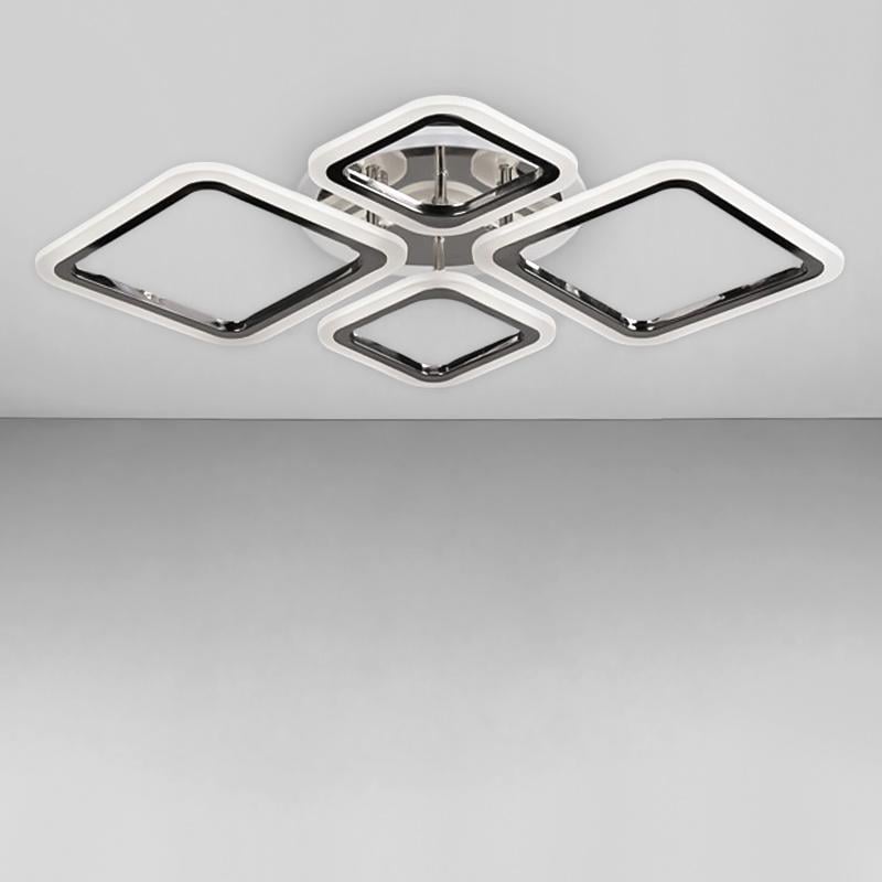 Стельова люстра LED з диммером та RGB підсвічуванням Light House SL-18183/2+2 96W DIMMER 3000-6000 H130хL700хW510 мм Хром