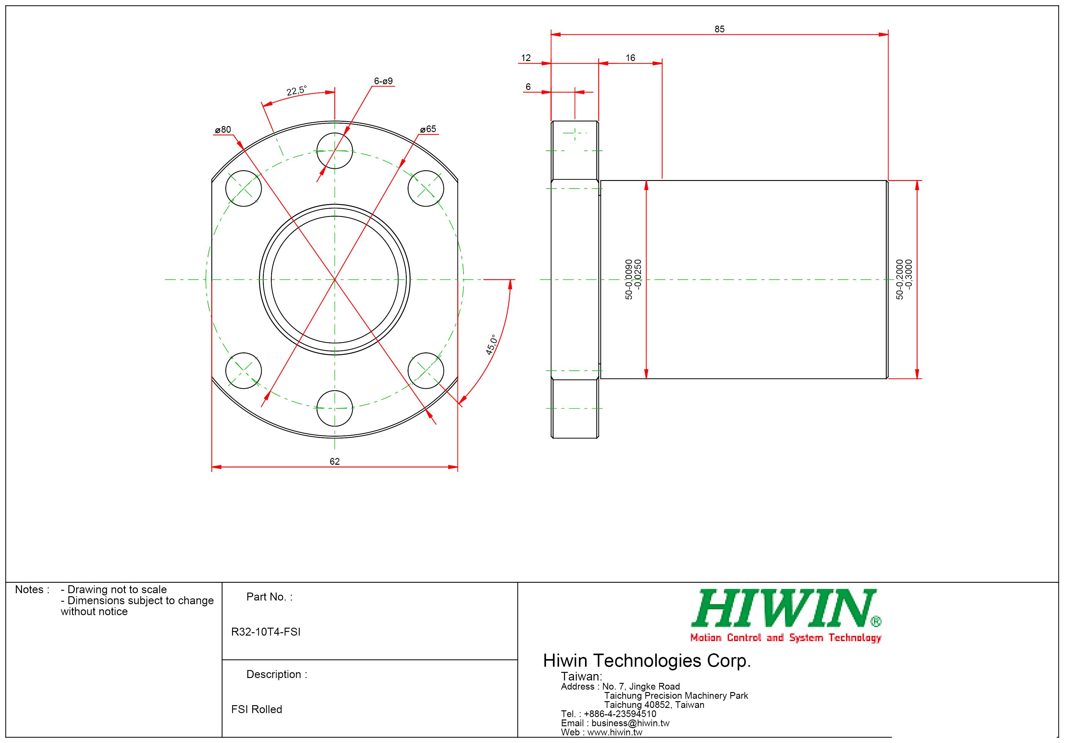 Гайка ШВП Hiwin d 32 мм 10 мм (R32-10T4-FSI) - фото 2