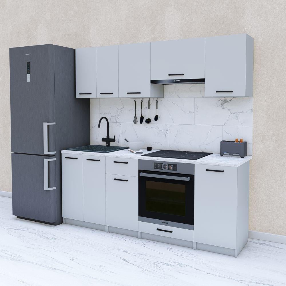 Кухня модульна готова 2 м 200 см Світло-сірий (МП39) - фото 1 Кухня модульна готова 2 м 200 см Світло-сірий (МП39) - фото 1