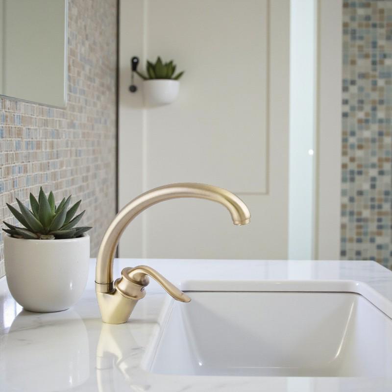 Змішувач для мийки Zerix Z59219-2 високий одноважільний цинковий сплав Бронза (b-ZX0327) - фото 2