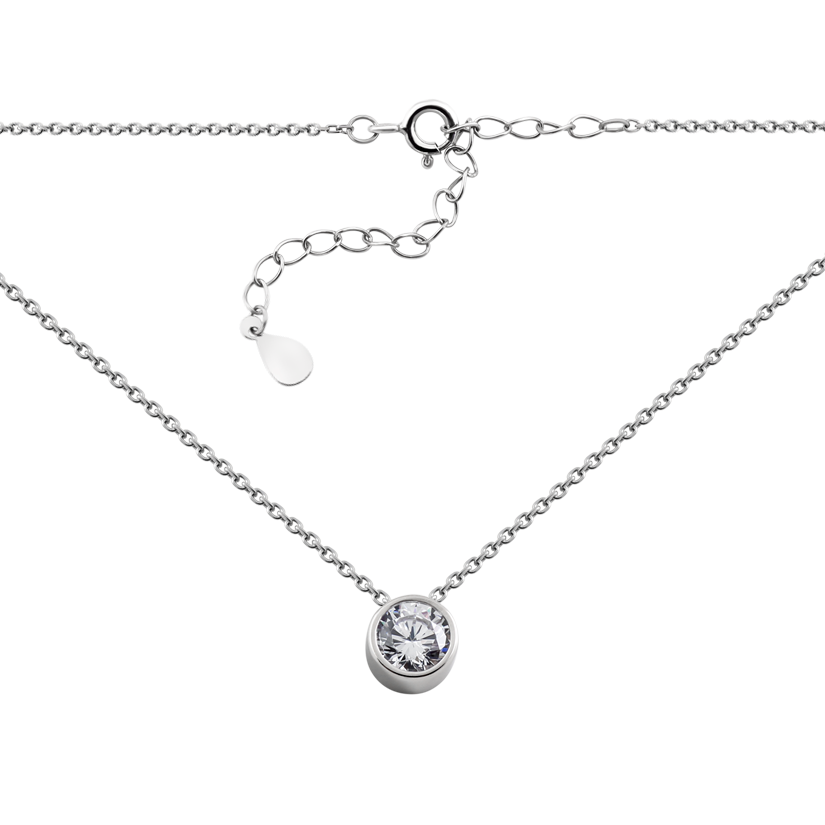 Кольє срібне з мінімалістичним дизайном один камінь на ланцюжку