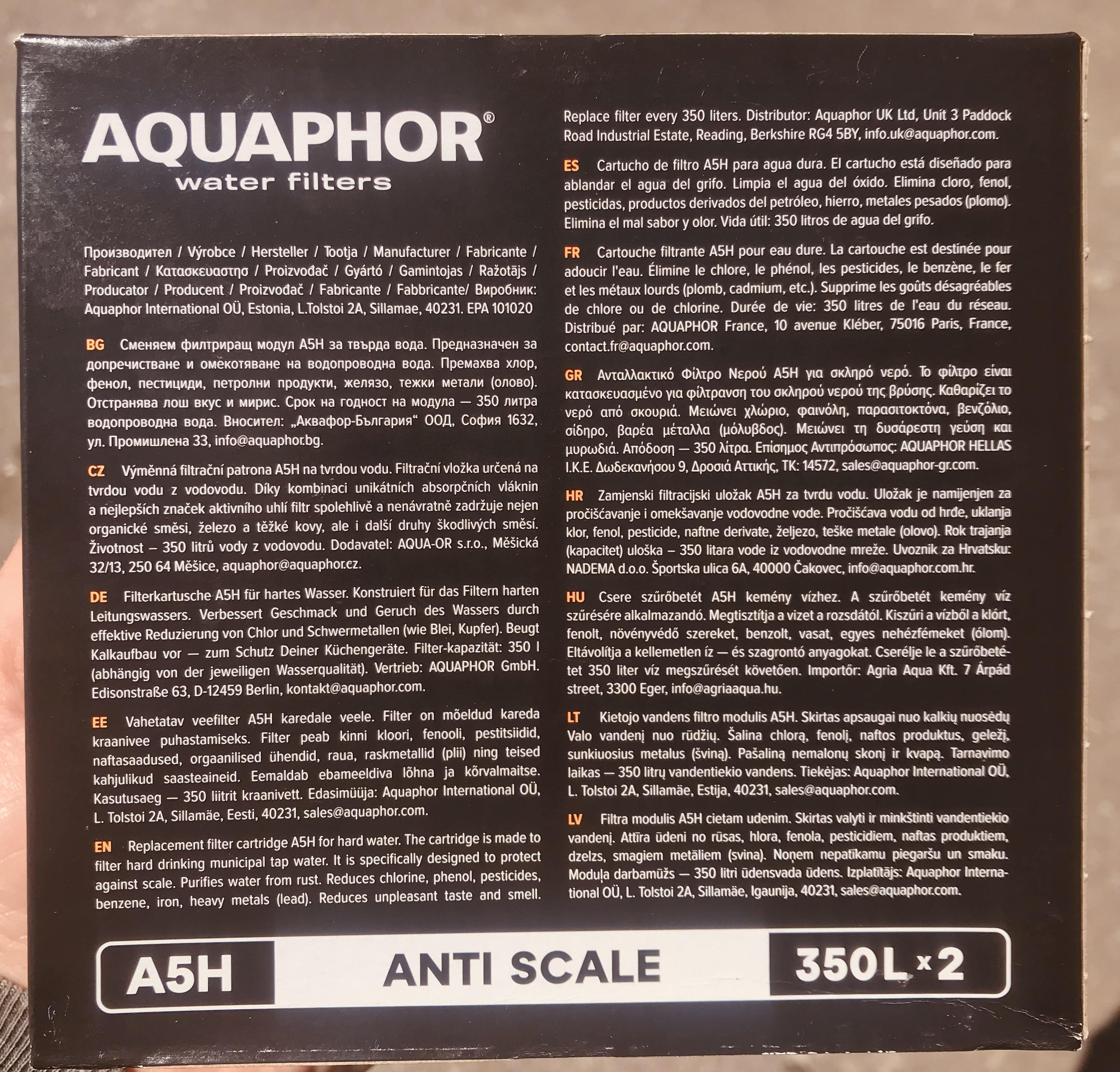 Комплект модулей картриджей Аквафор А5Н сменных для фильтра воды 2 шт/уп. - фото 6 Комплект модулей картриджей Аквафор А5Н сменных для фильтра воды 2 шт/уп. - фото 6