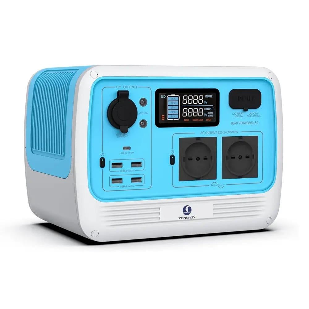 Зарядная станция портативная Zonergy BALDR 700 Вт 537 Вт/ч LiFePO4 с MPPT PD AC 700W с беспроводной зарядкой и фонарем до 1200 Вт чистая синусоида