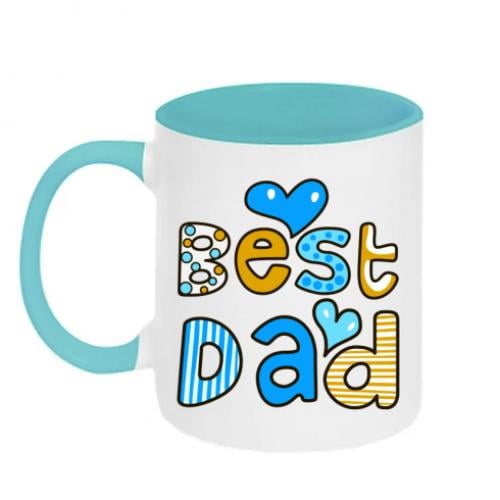 Чашка двухцветная Best Dad 320 мл Белый с бирюзовым (352140-64-39515)